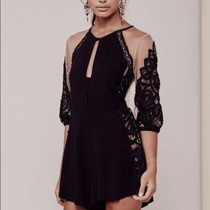 For Love & Lemons Black Valentina Romper